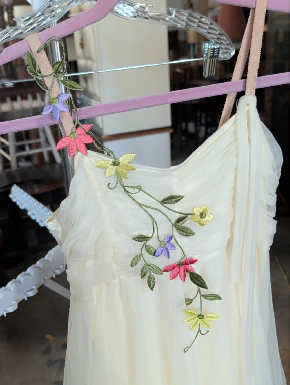 Curtain Call Costumes Yellow Floral Applique Dance Dress